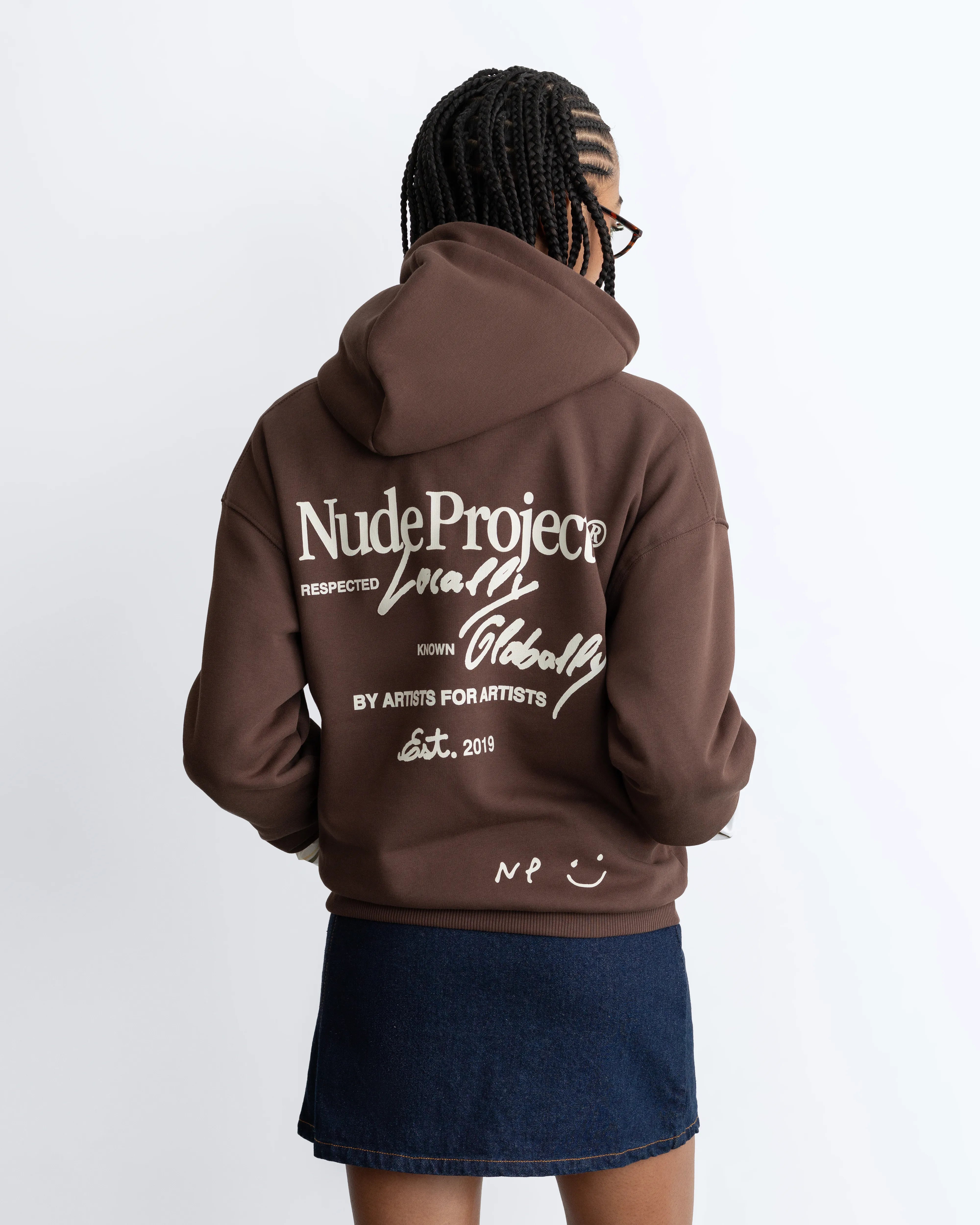 Global Soon Zip-Up Hoodie Brown – Nude Project Global Soon Zip-Up Hoodie Brown – Nude Project