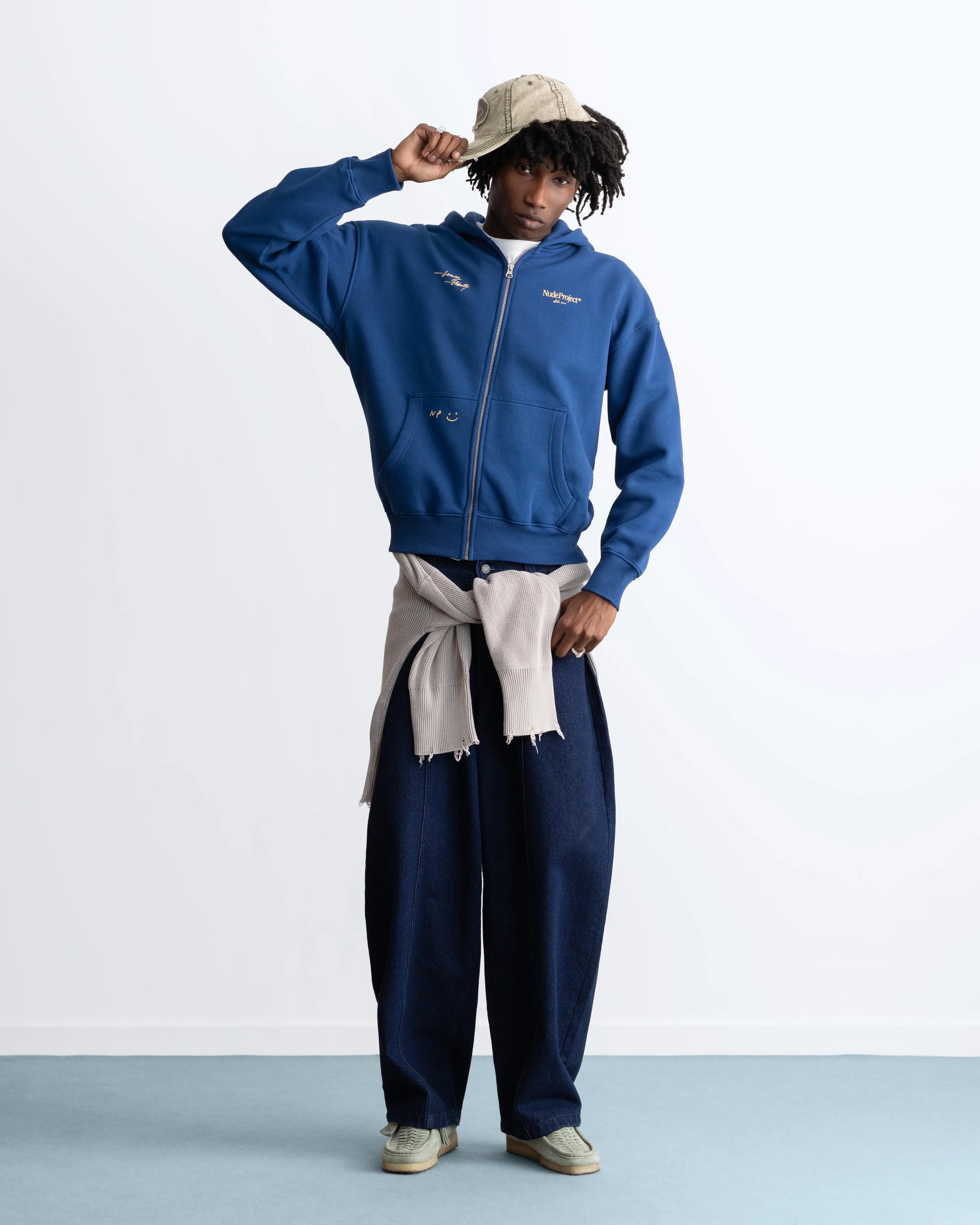 Global Soon Zip-Up Hoodie Blue