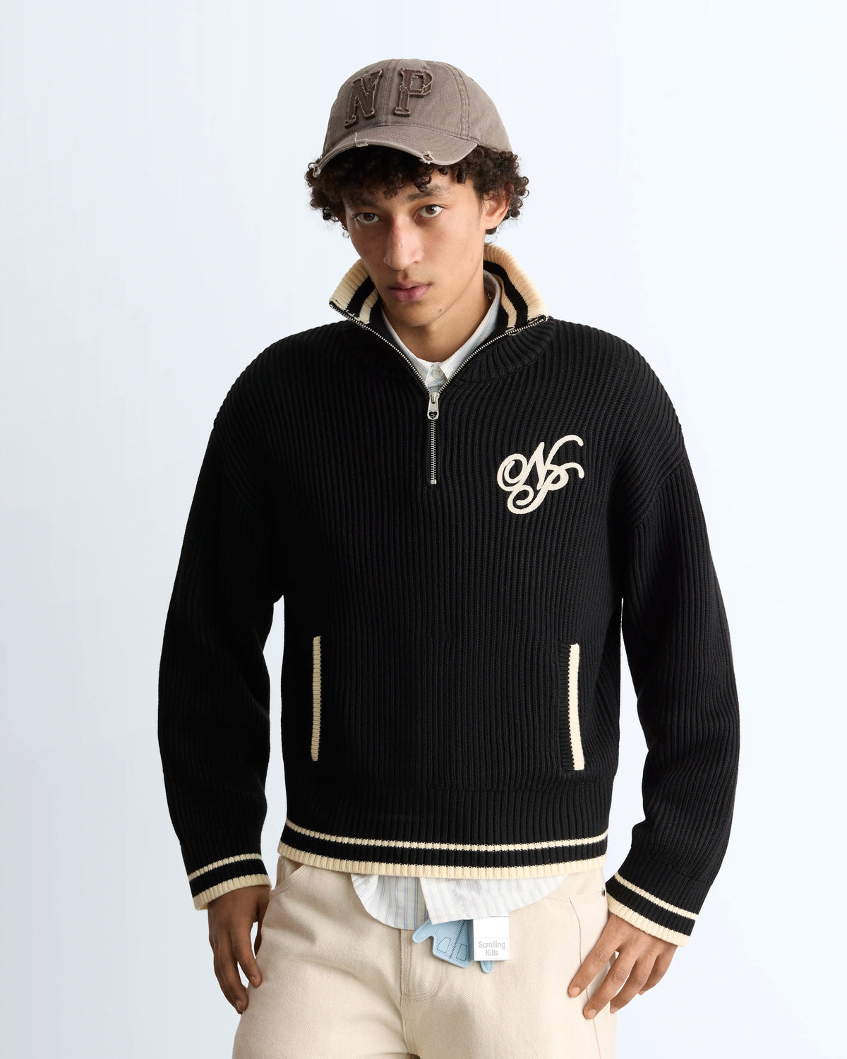 Ying-Yang Quarter-Zip Knit Black