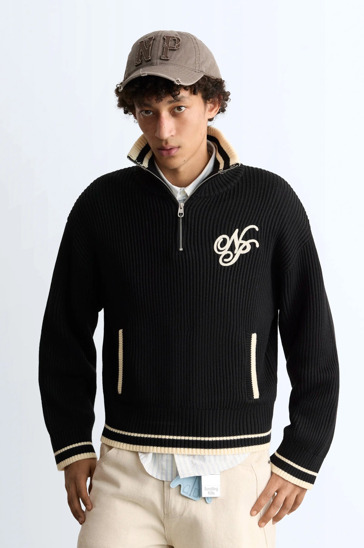 Ying-Yang Quarter-Zip Knit Black