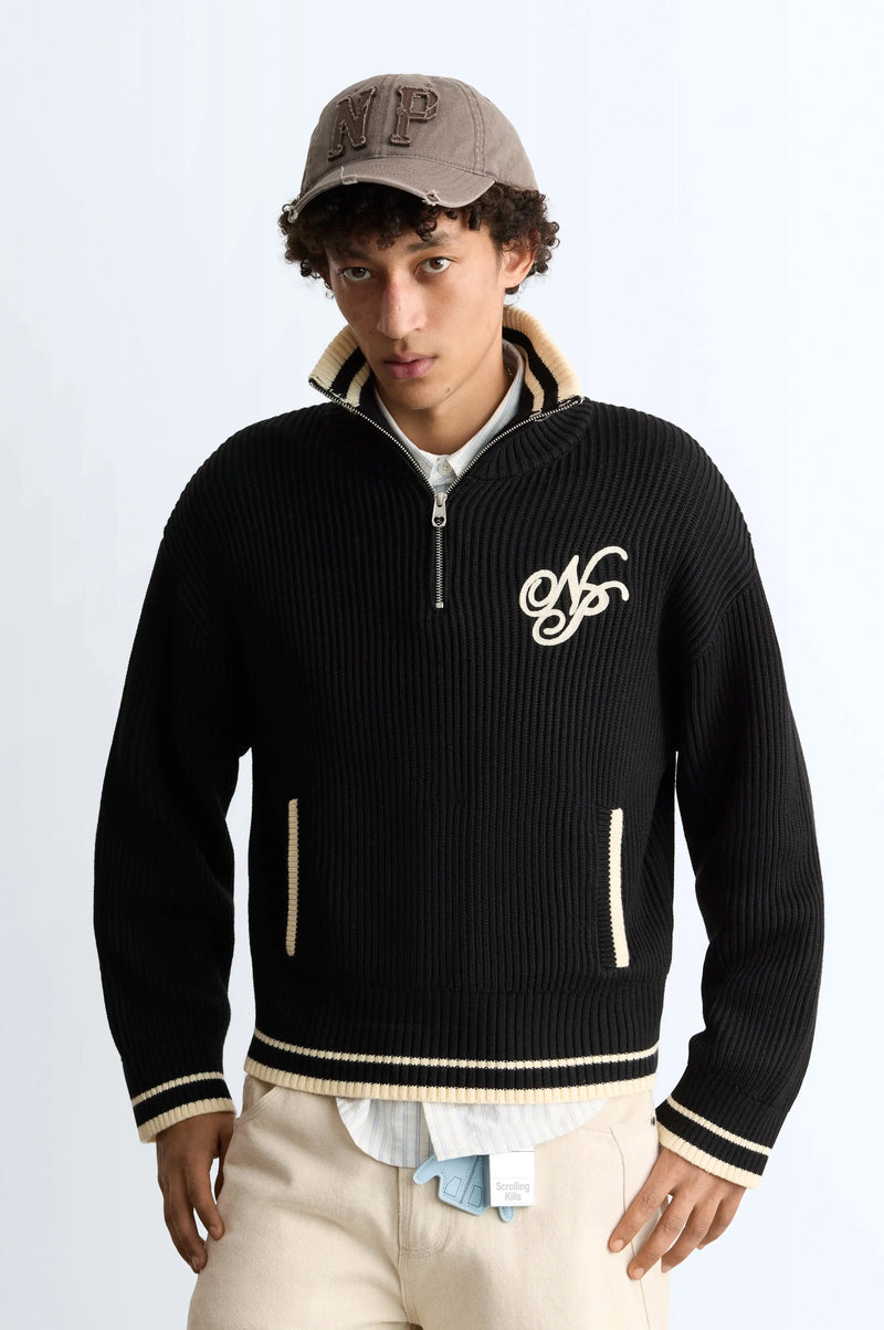 Ying-Yang Quarter-Zip Knit Black
