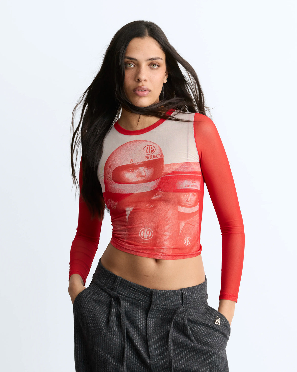 Rally Mesh Long-Sleeve Tee Red