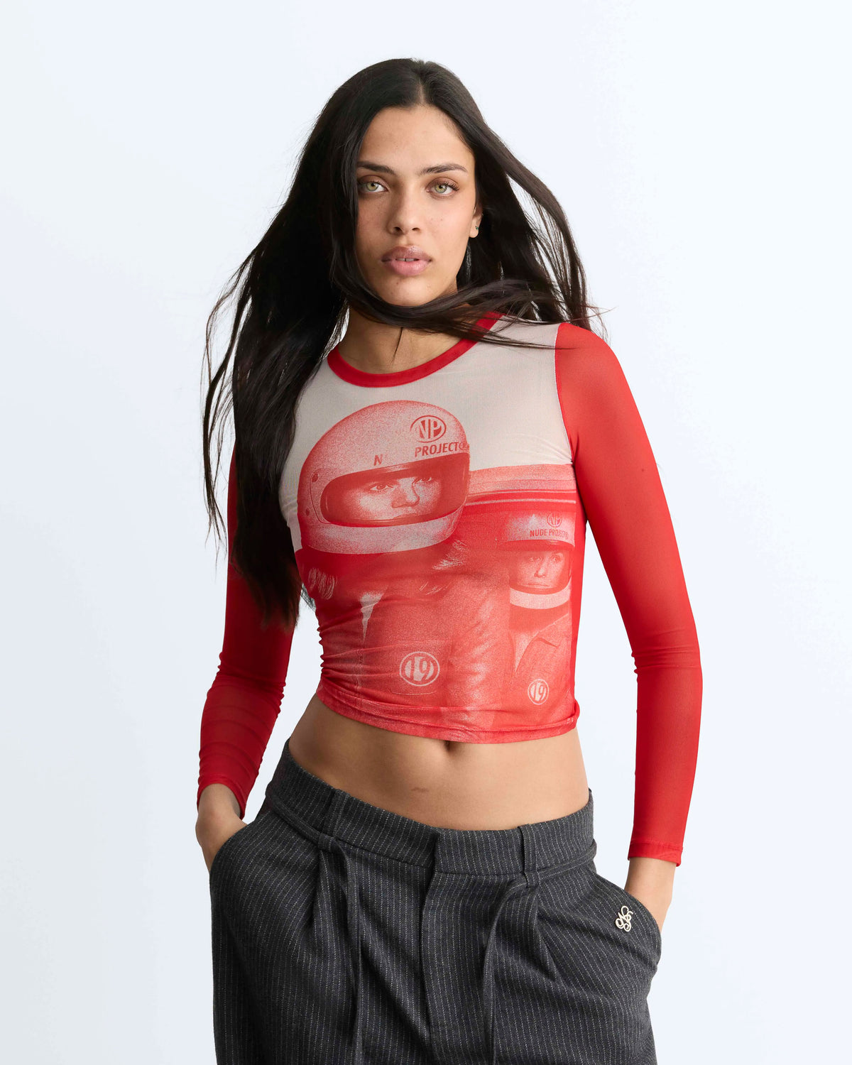 Rally Mesh Long-Sleeve Tee Red