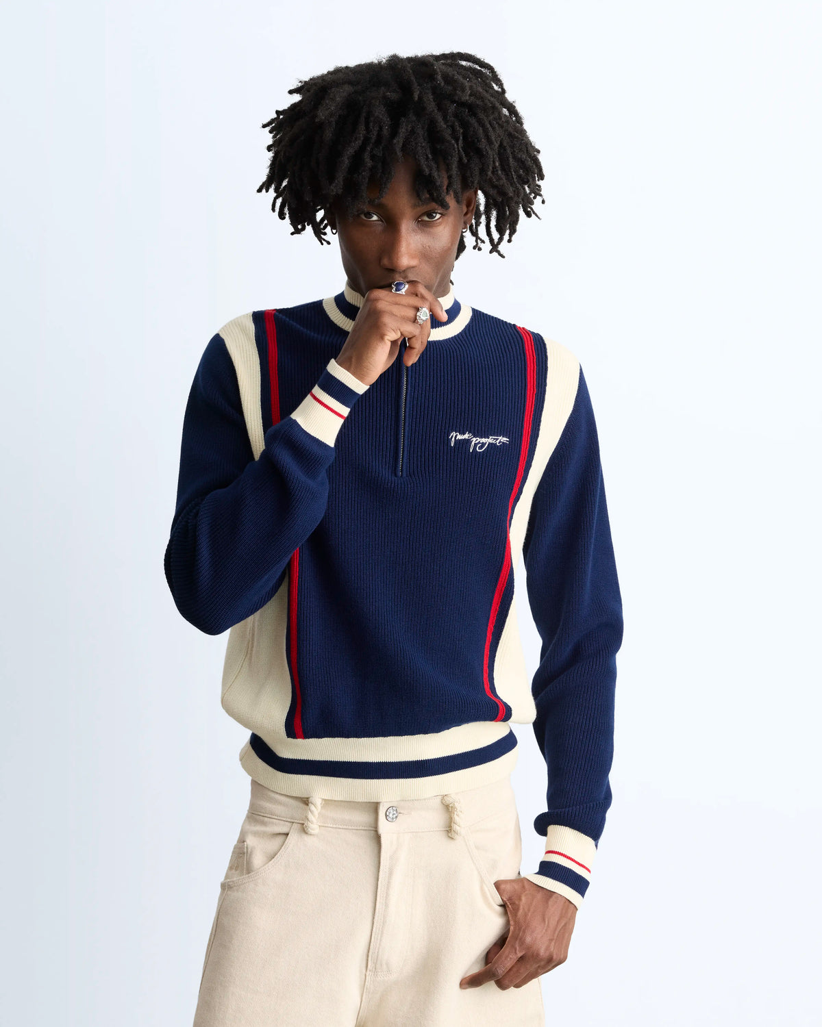 Senna Knit Quarter-Zip Navy