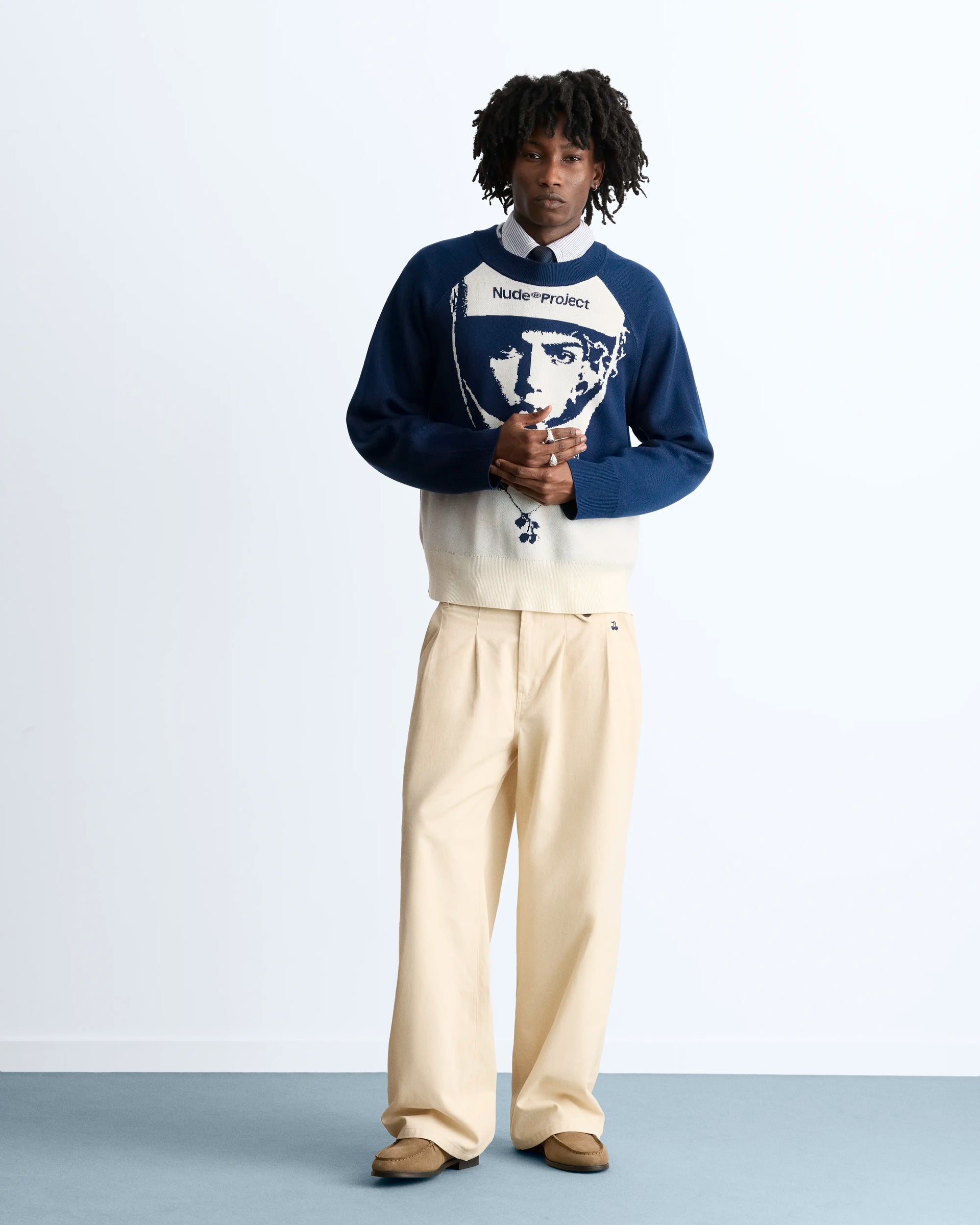 Face Knit Sweater Navy