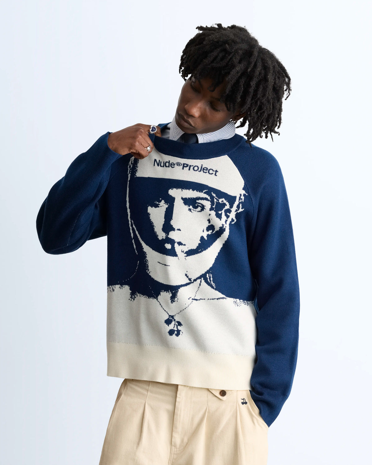 Face Knit Sweater Navy