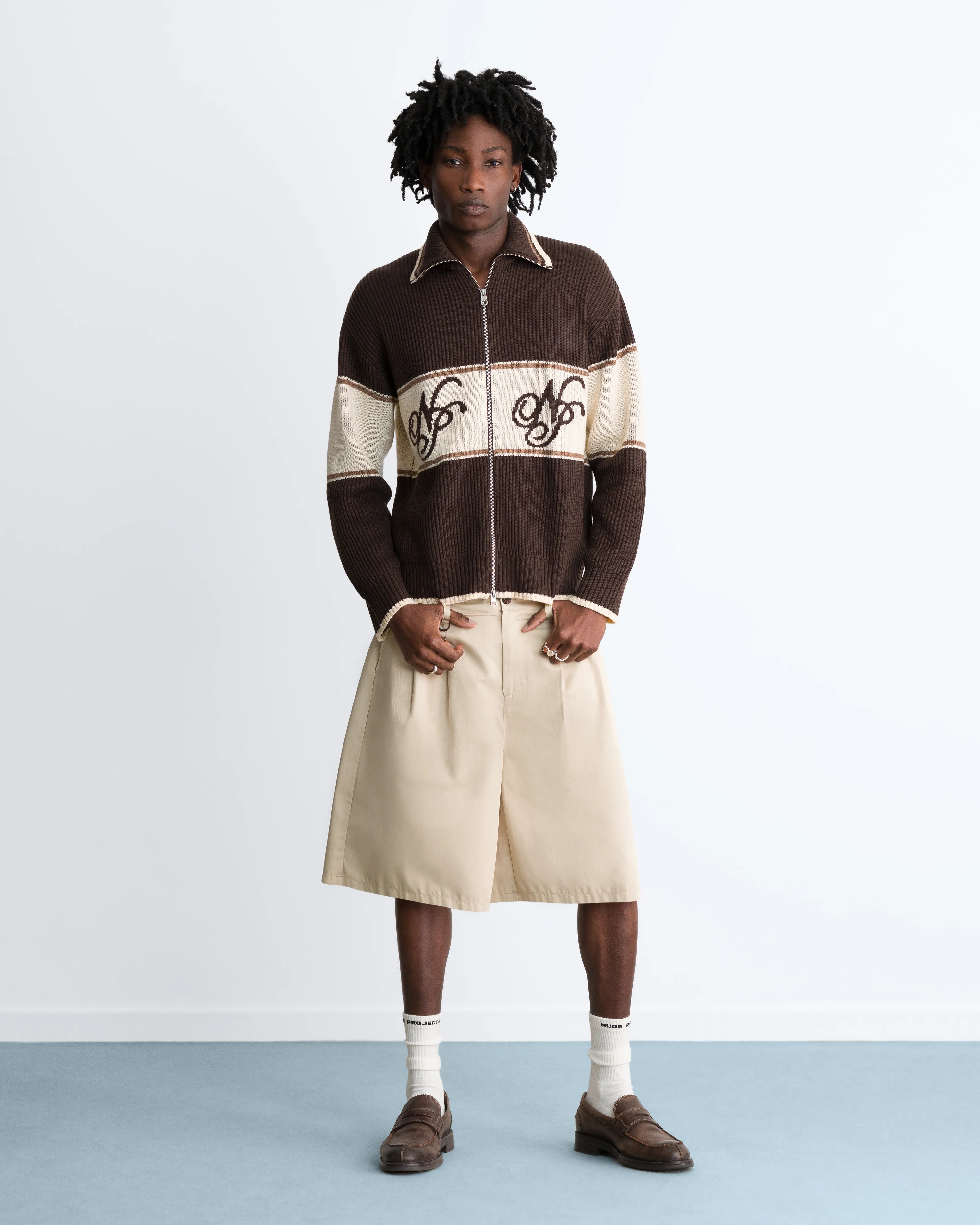 Voyage Knit Zip-Up Cardigan Brown – Nude Project Voyage Knit Zip-Up Cardigan Brown – Nude Project