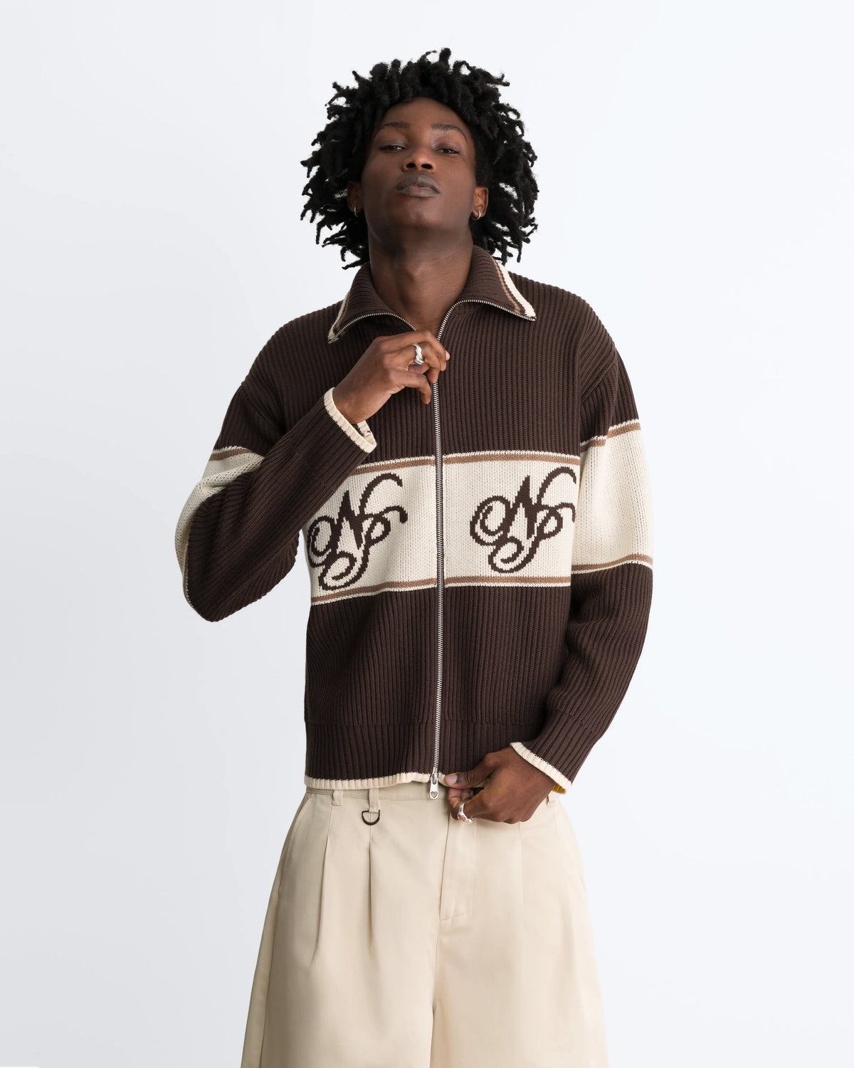 Voyage Zip-Up Knit Brown