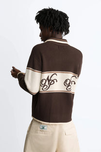 Voyage Knit Zip-Up Cardigan Brown