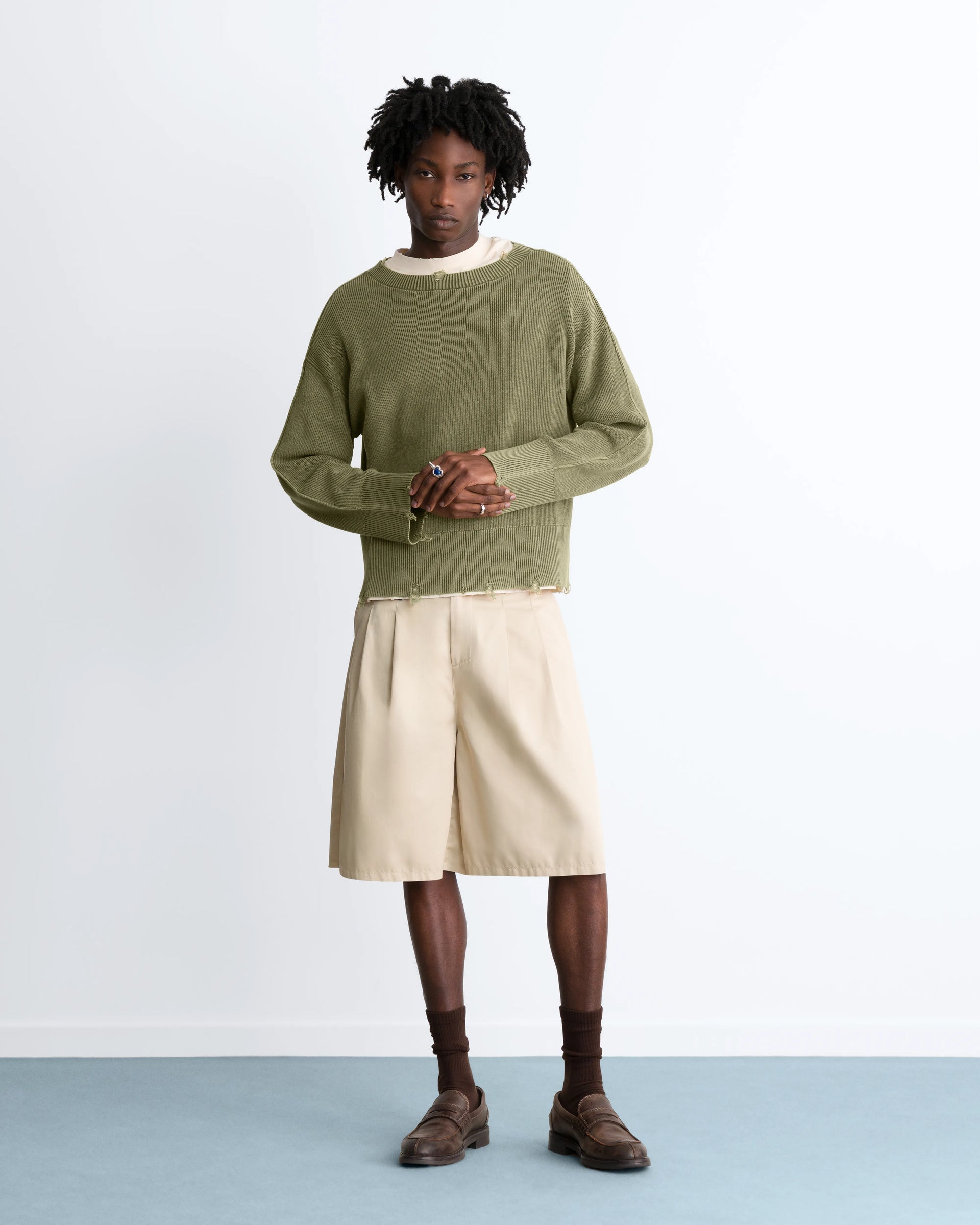 Perfect Cropped Knit Sweater Green