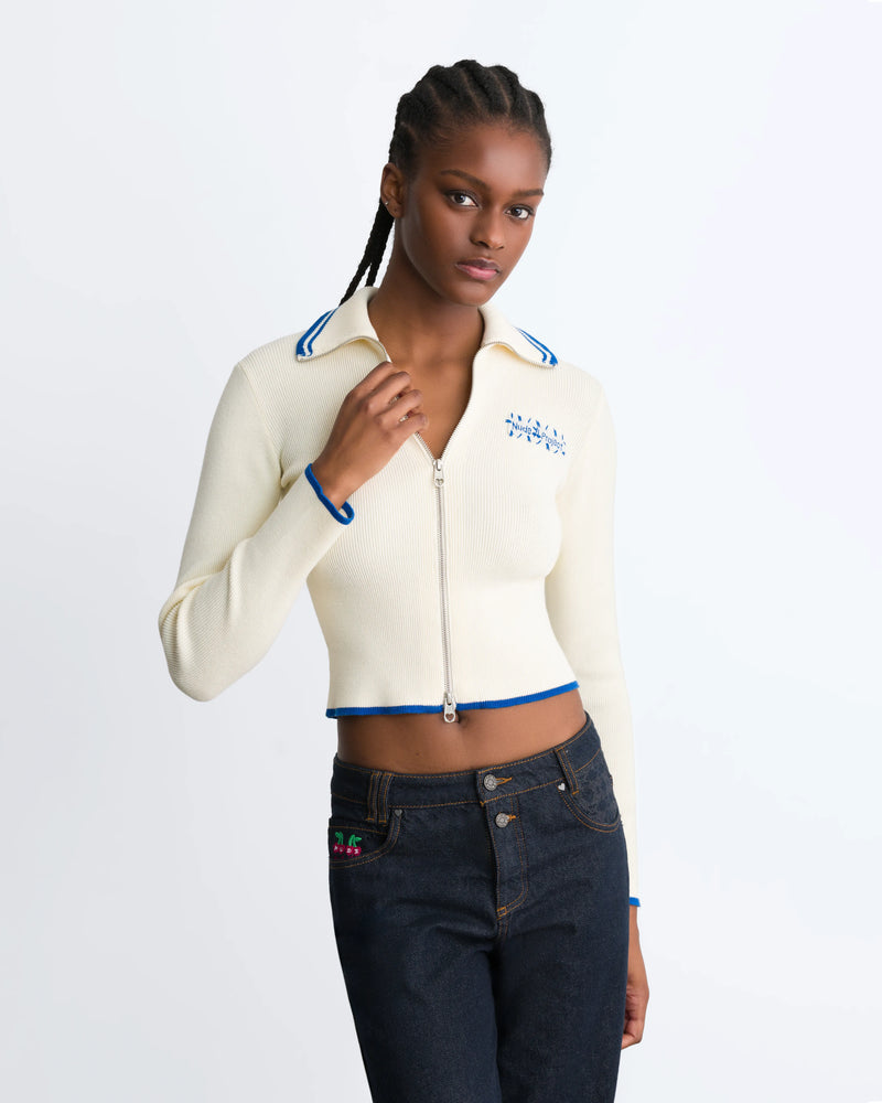Kiddo Full-Zip Knit Ecru