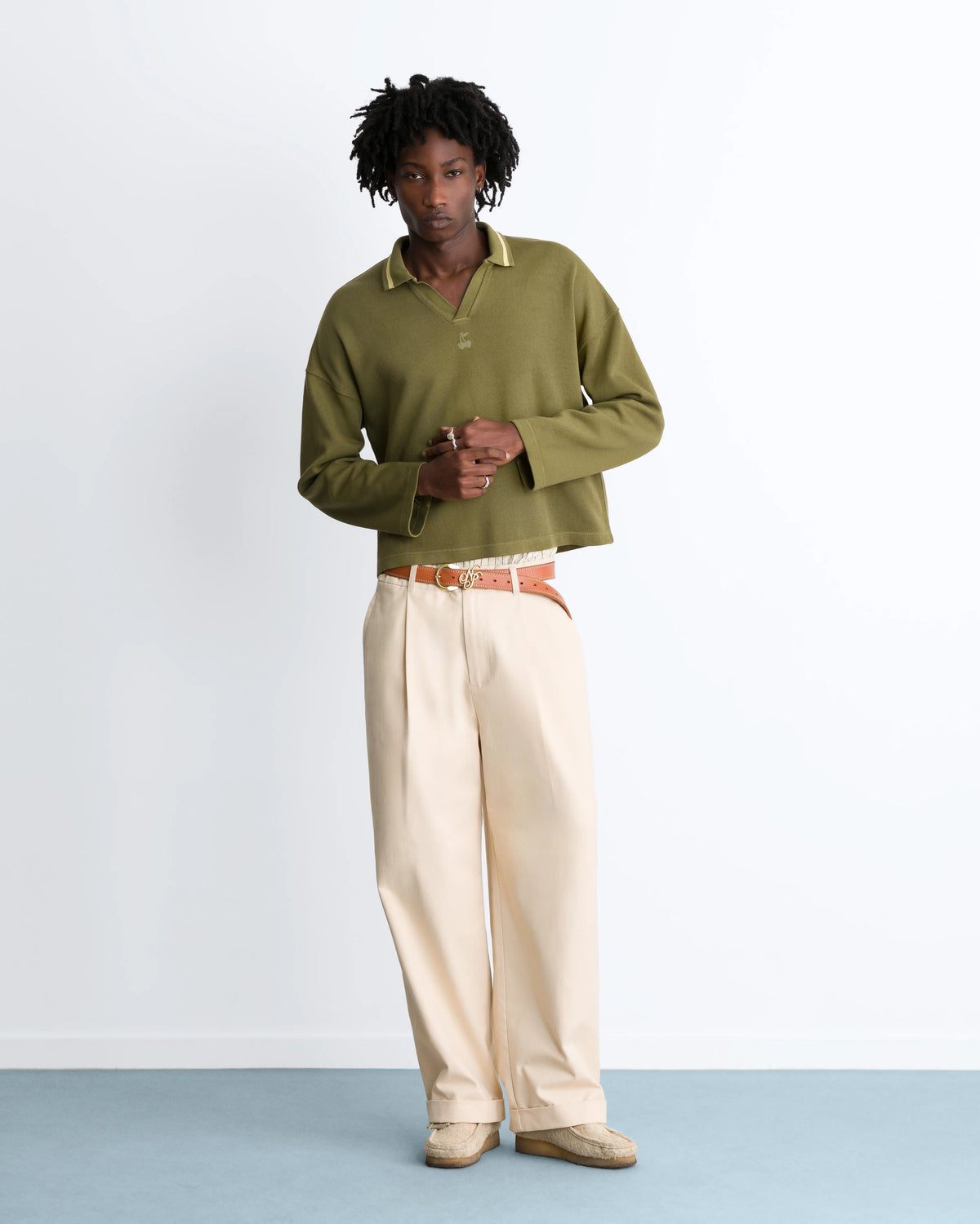 Vinyl Chino Pants Ecru