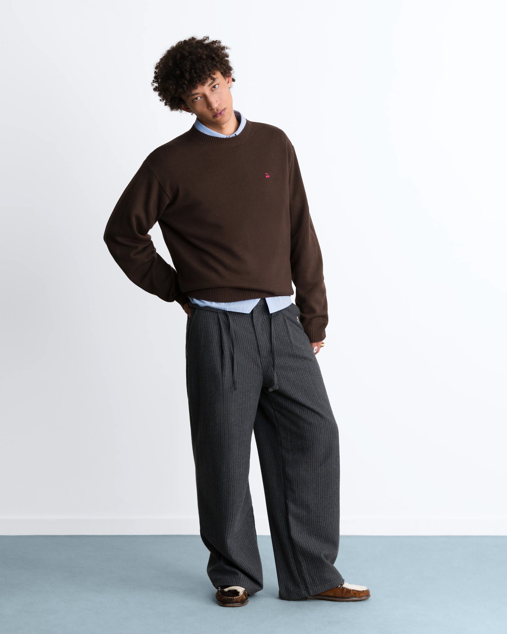 Cherry Logo Knit Sweater Brown