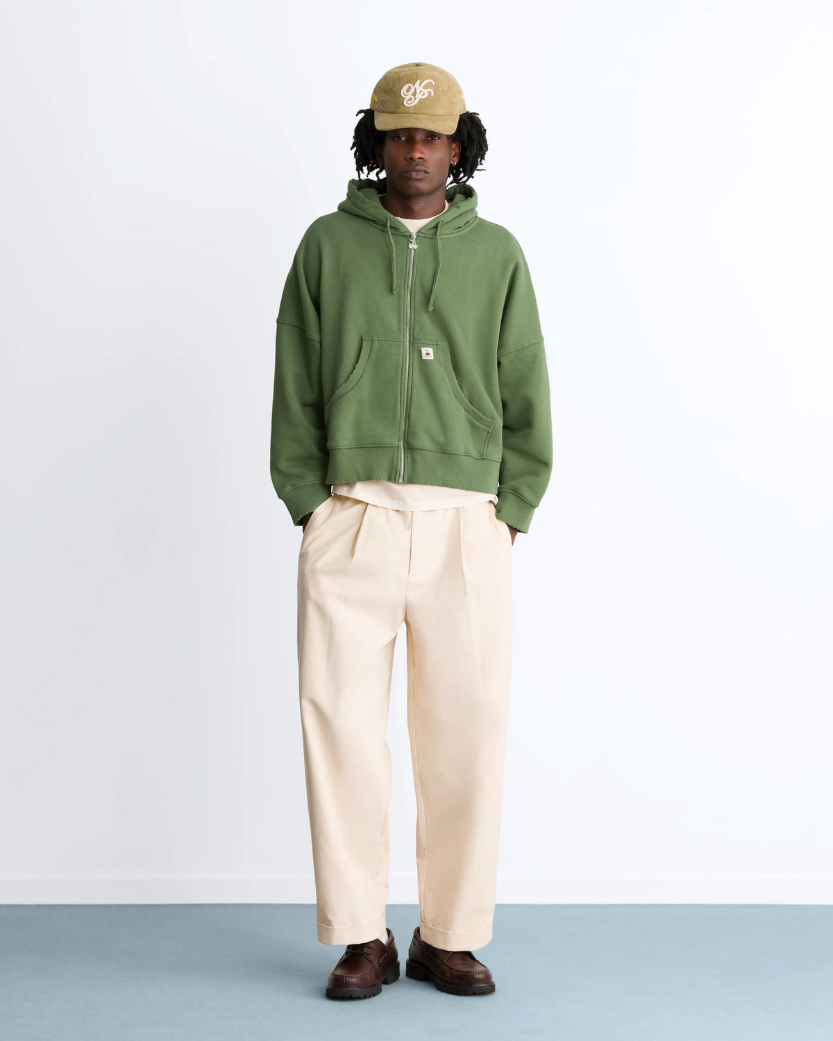 Script Zip-Up Hoodie Green