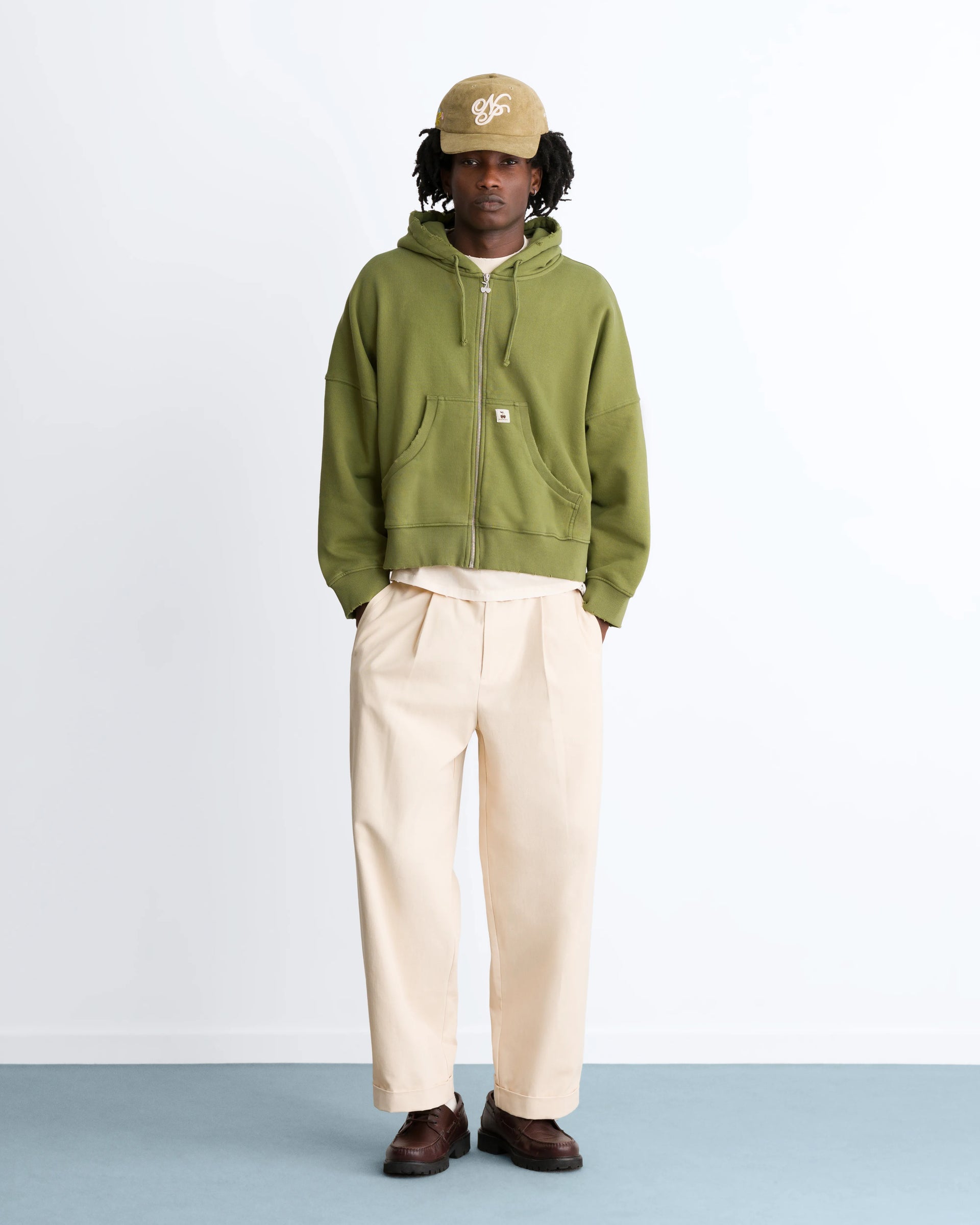 Script Zip-Up Hoodie Green