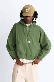 Script Zip-Up Hoodie Green