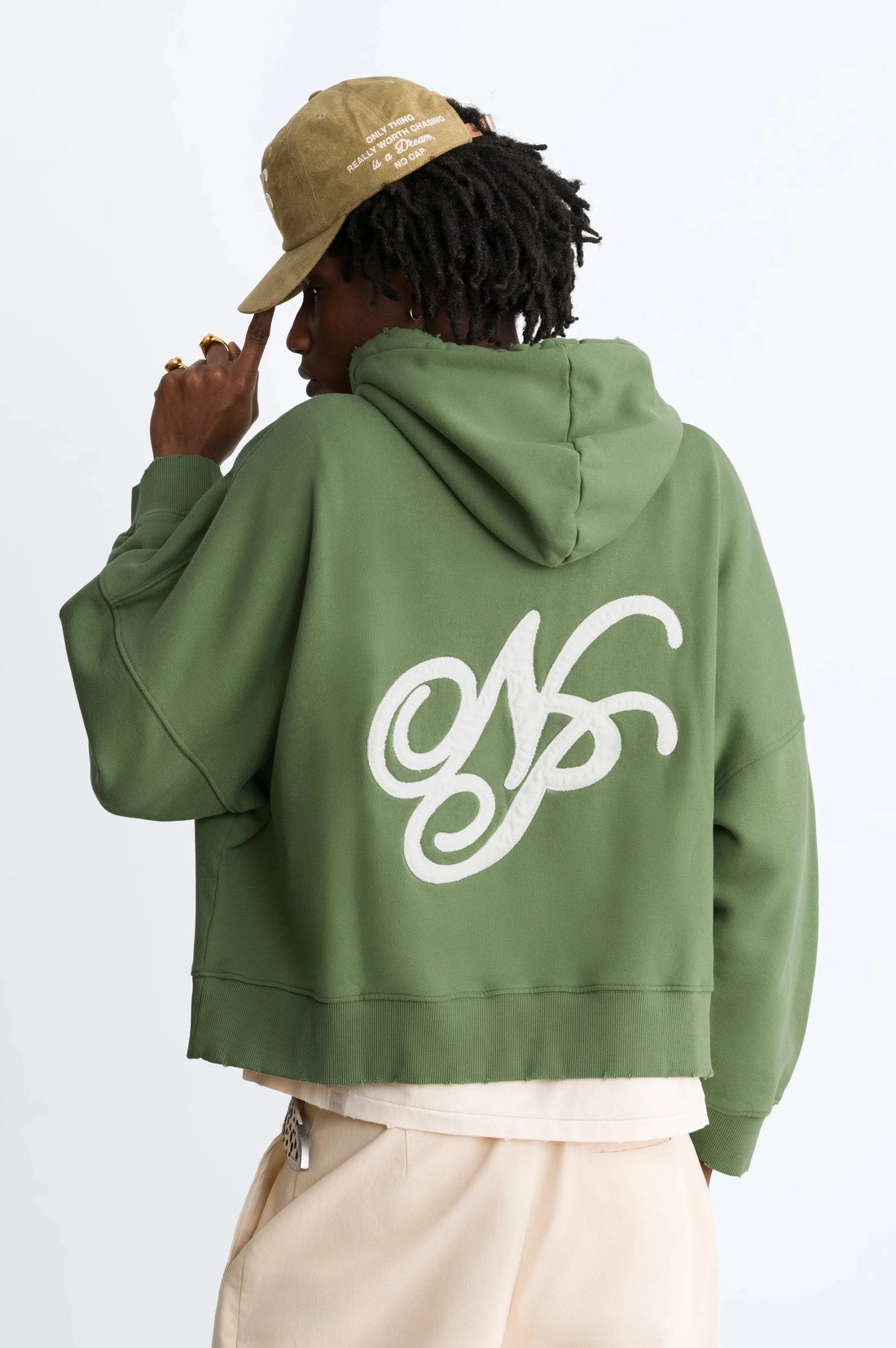 Script Zip-Up Hoodie Green