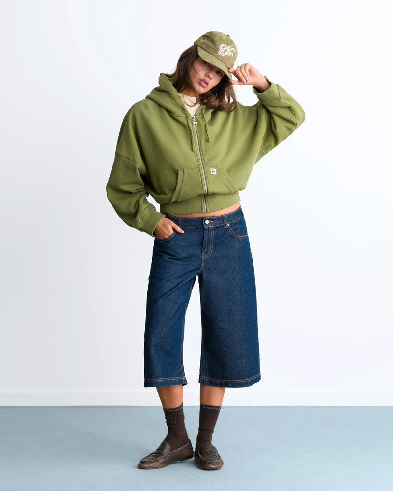 Script Zip-Up Hoodie Green