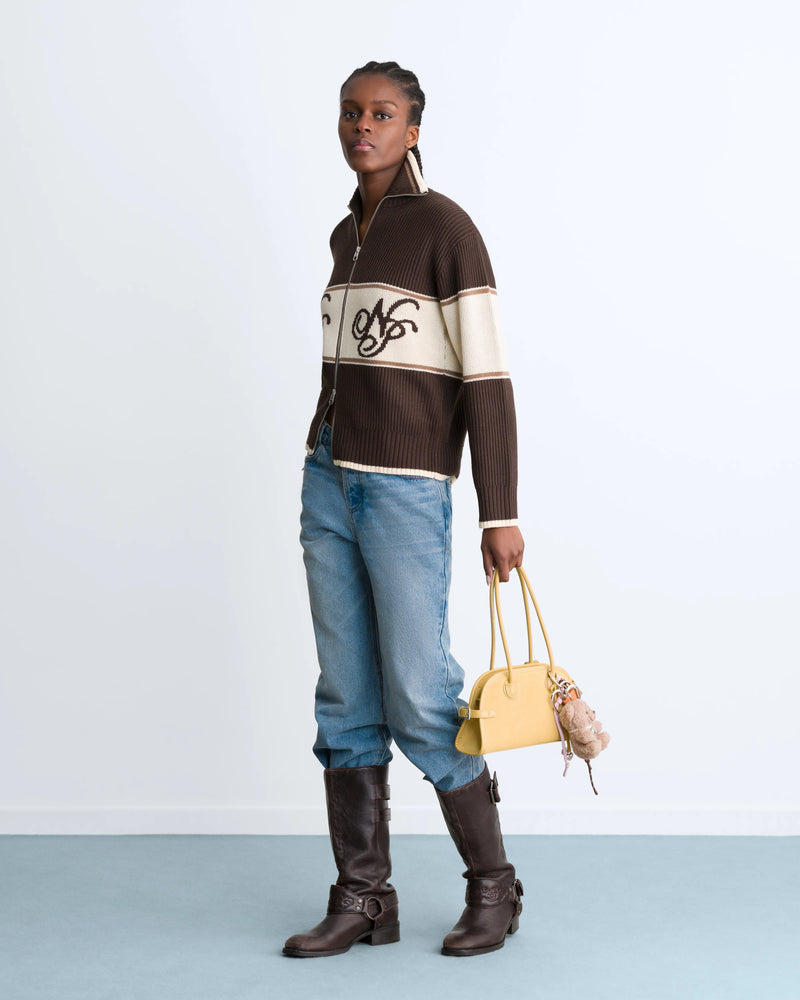 Voyage Zip-Up Knit Brown