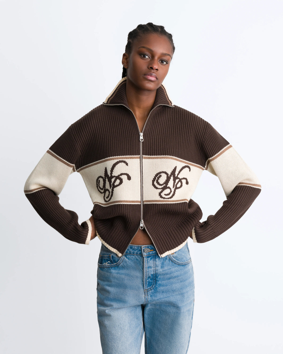 Voyage Zip-Up Knit Brown