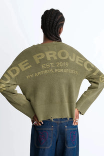 Perfect Cropped Knit Sweater Green