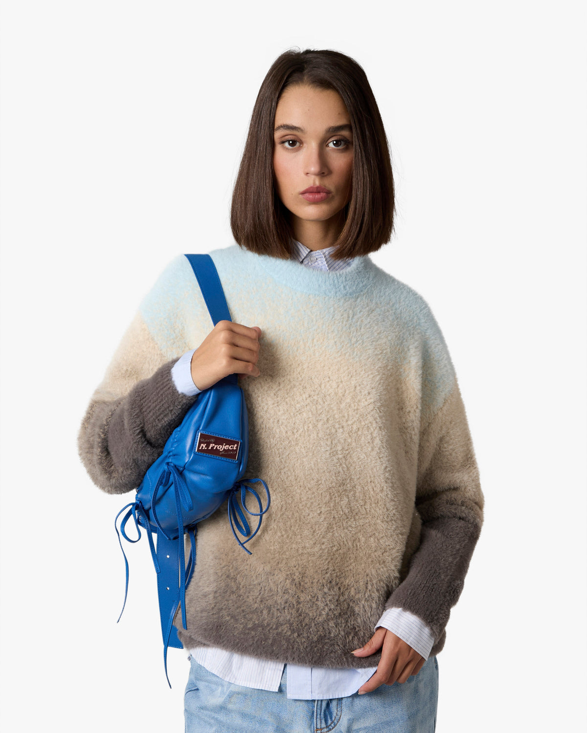 Gradient Cozy Knit Sweater Baby Blue