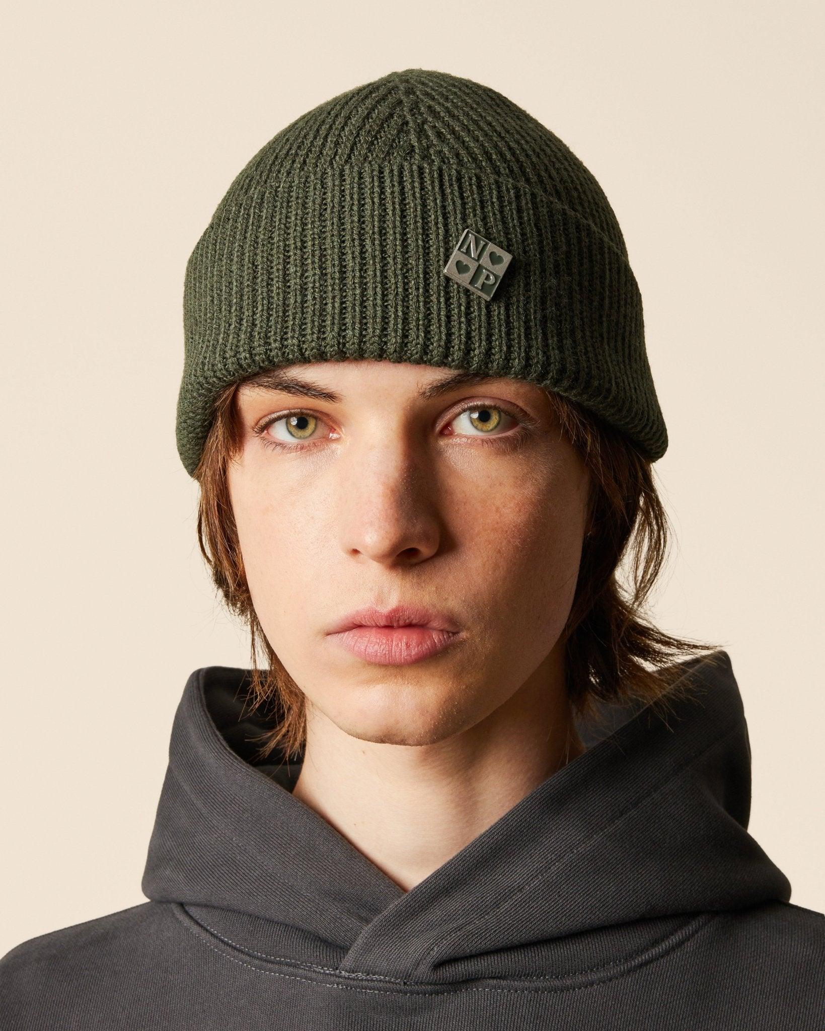 FISHERMAN BEANIE WITH PIN KHAKI NUDE PROJECT fisherman-beanie-with-pin-khaki-nude-project