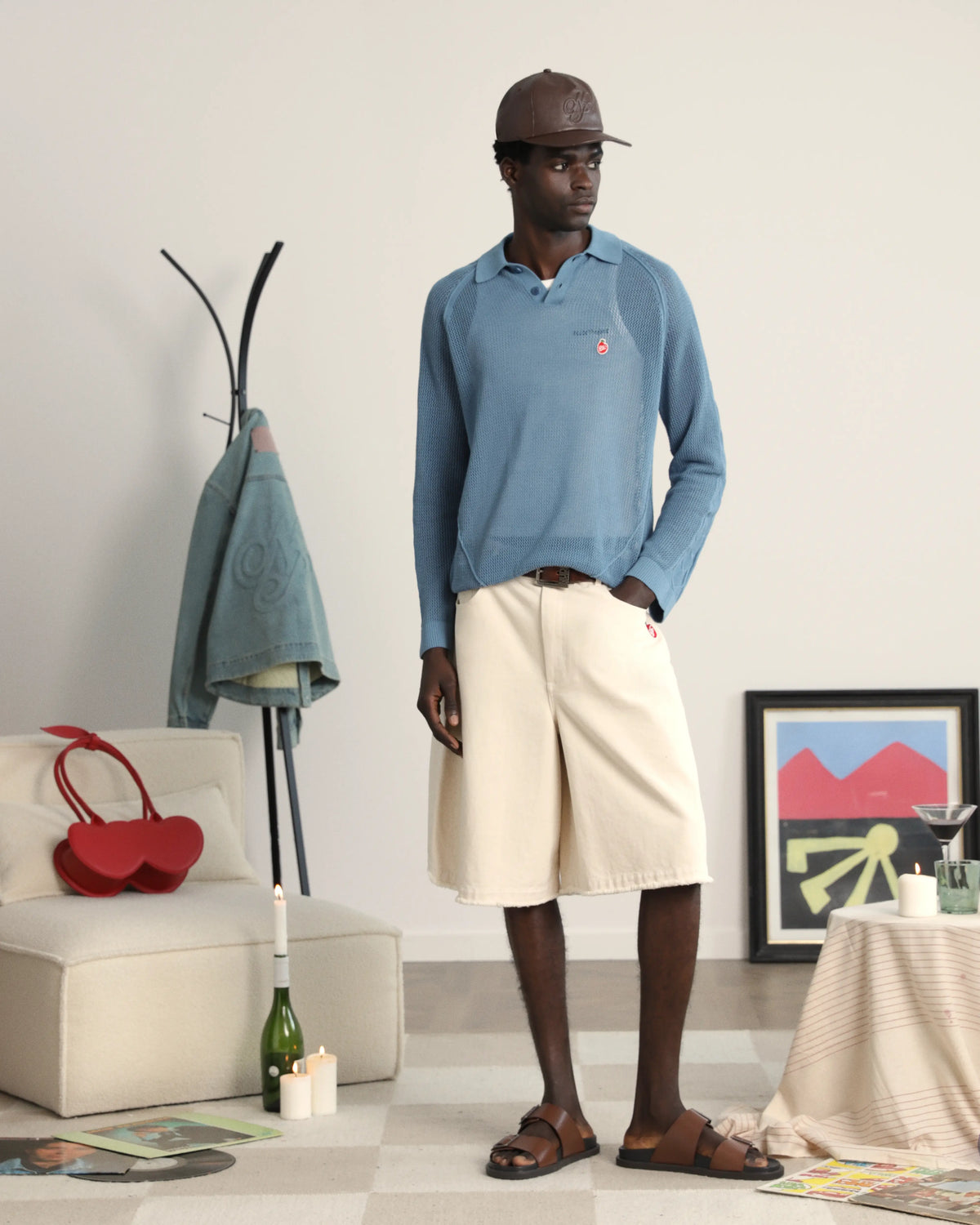 Raglan Knit Polo Blue