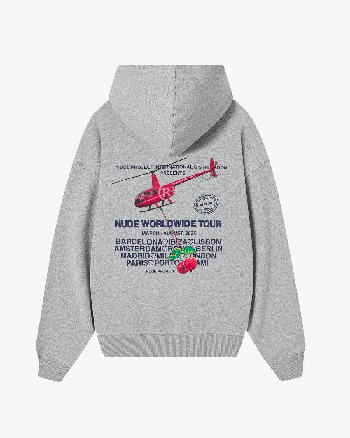 NUDE TOUR HOODIE GREY MELANGE