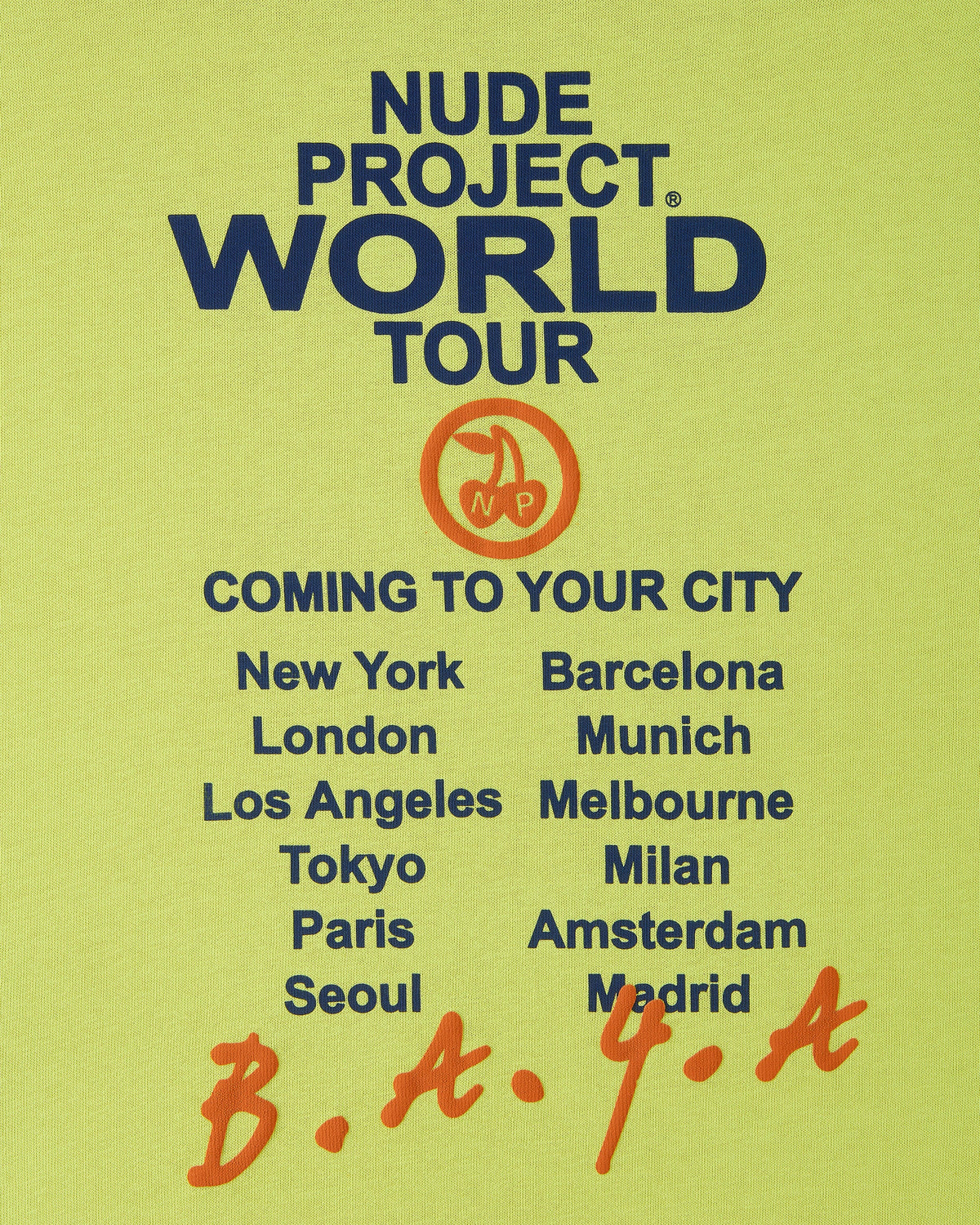 Nude Tour Tee Lime Green