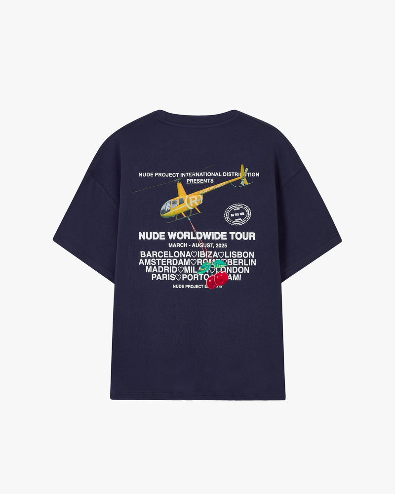 CAMISETA NUDE TOUR AZUL MARINO