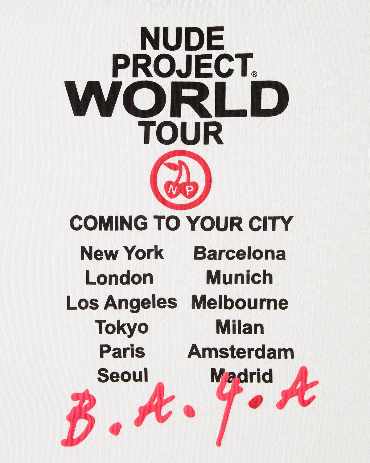 Nude Tour Tee White/Red