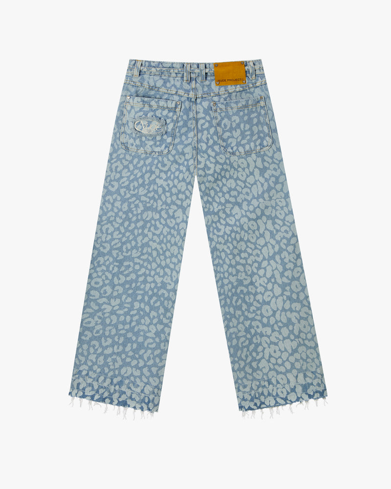 OLD BAGGY DENIM PANTS ANIMAL PRINT