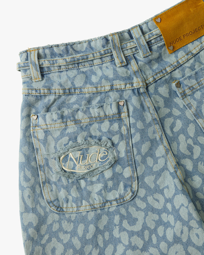 OLD BAGGY DENIM PANTS ANIMAL PRINT