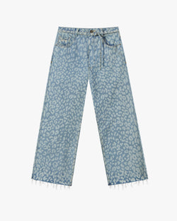 OLD BAGGY DENIM PANTS ANIMAL PRINT