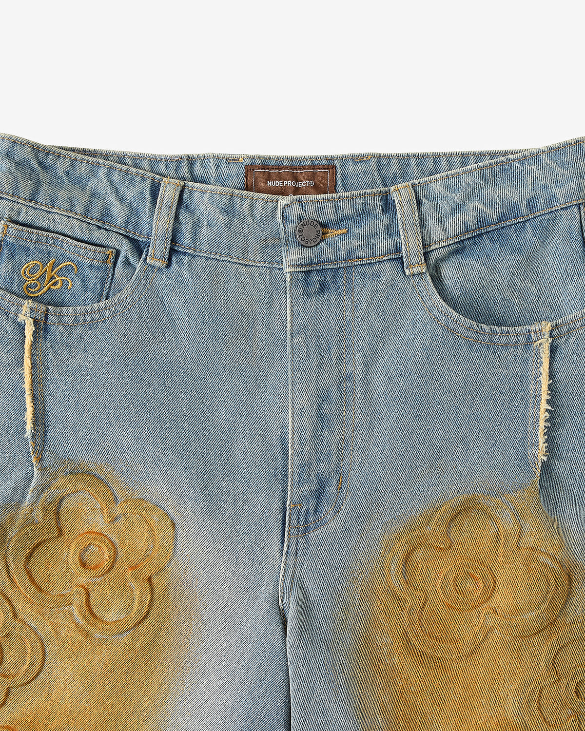 Old Baggy Denim Shorts Flower
