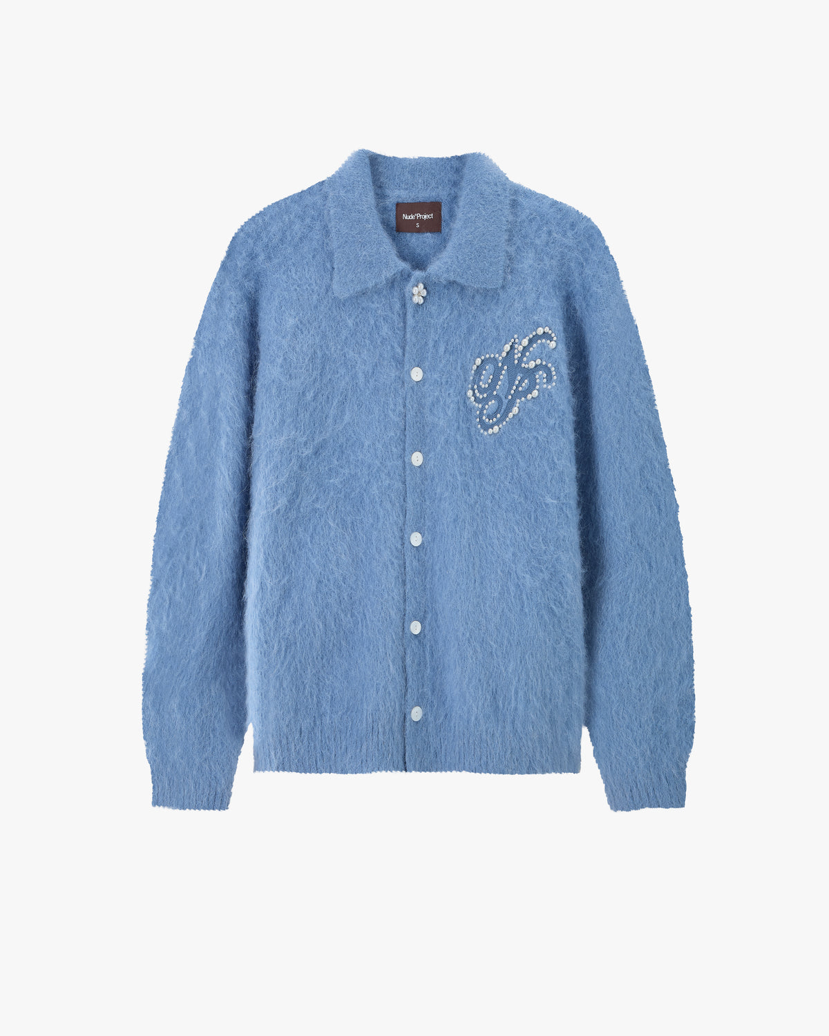 Alpaca Button Up Knit Cardigan Blue