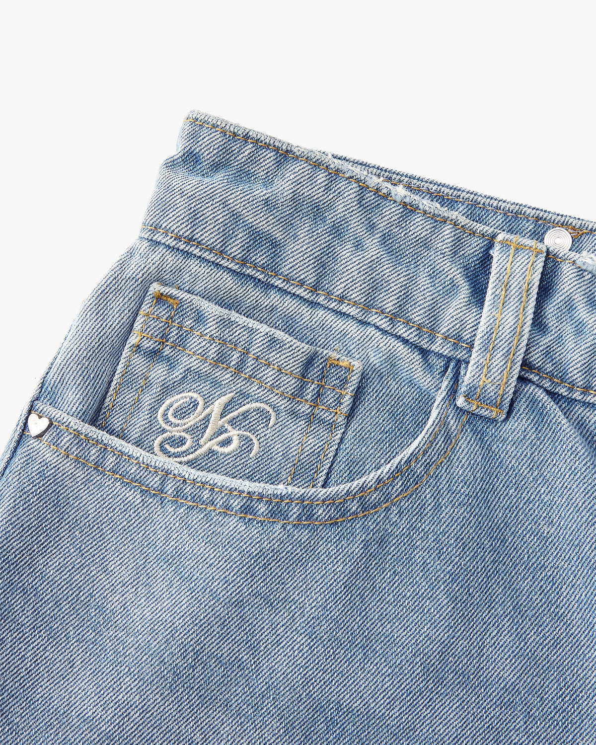 Old Baggy Denim Fantasy Jewel Flowers