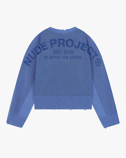 Perfect Cropped Knit Sweater Blue