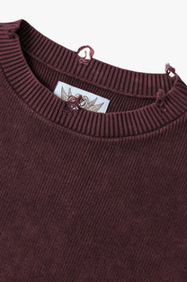Perfect Cropped Knit Sweater Burgundy