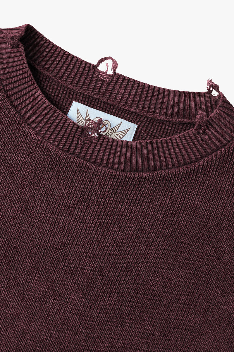 Perfect Cropped Knit Sweater Burgundy