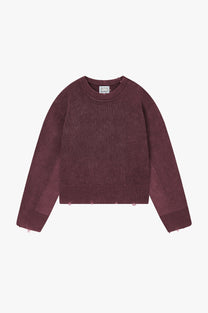 Perfect Cropped Knit Sweater Burgundy