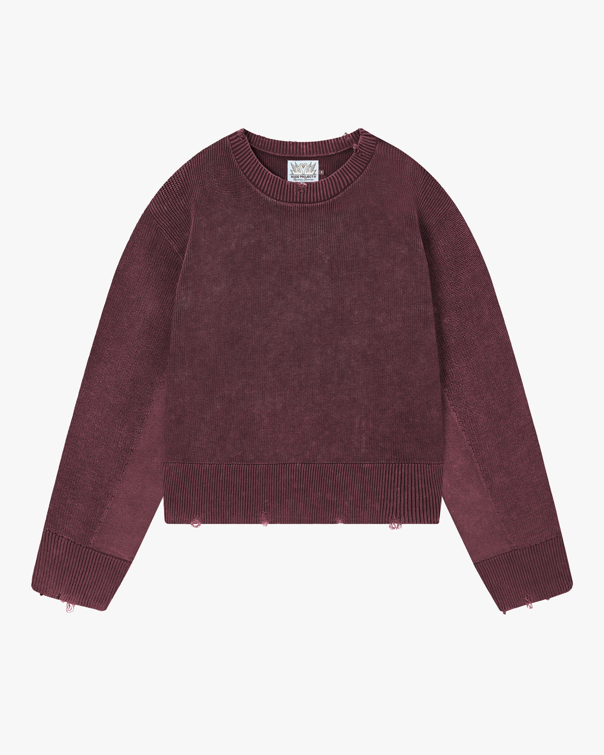 Perfect Cropped Knit Sweater Burgundy