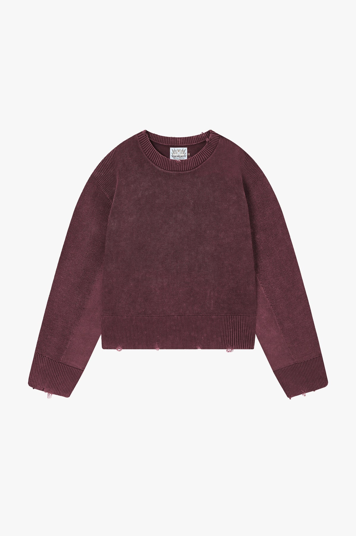 Perfect Cropped Knit Sweater Burgundy