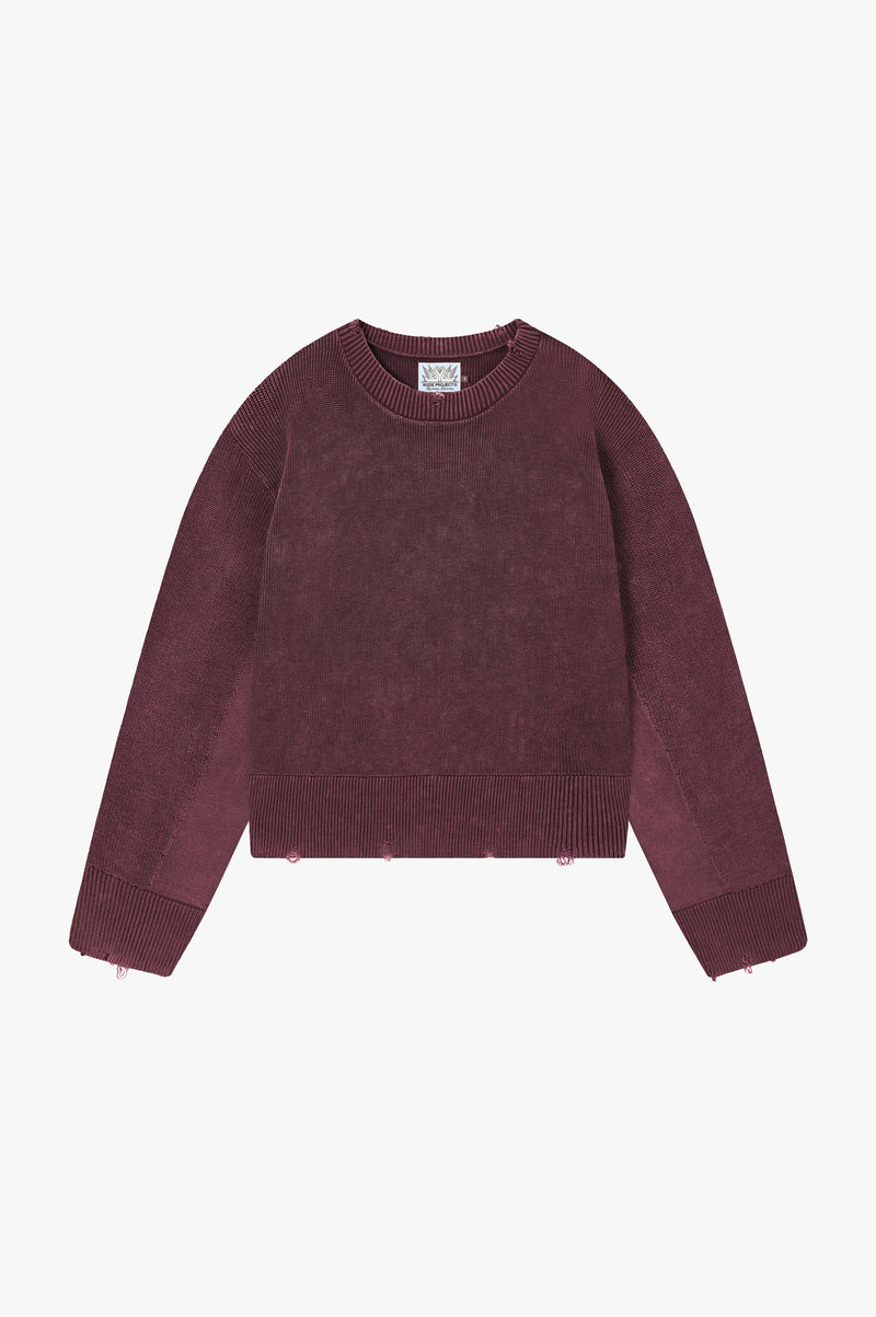 Perfect Cropped Knit Sweater Burgundy