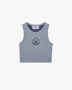 PLAYBOY CONTRAST RIBBED TANK TOP BLUE