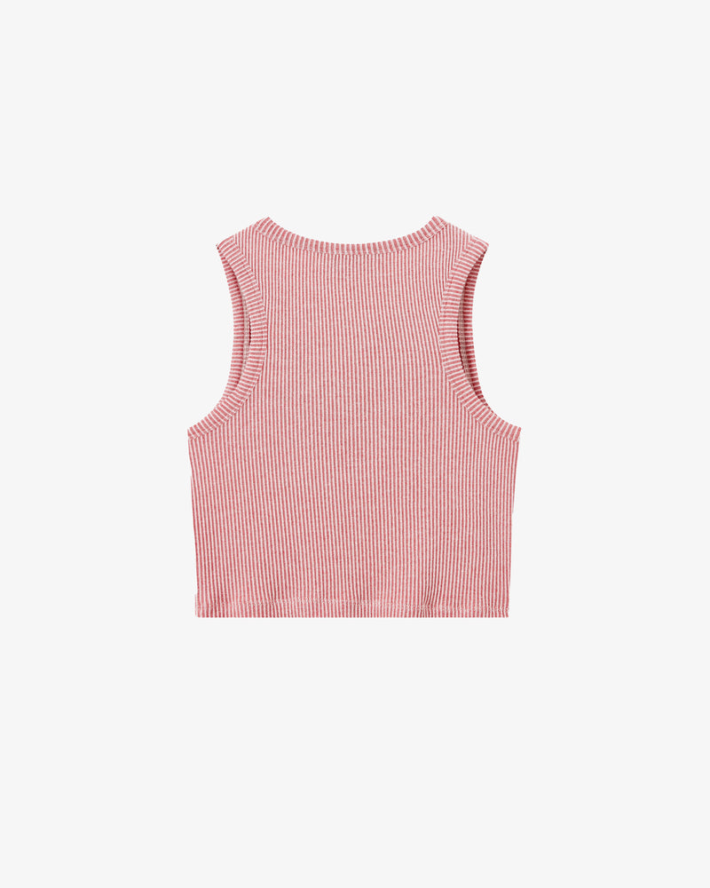 PLAYBOY CONTRAST RIBBED TANK TOP RED