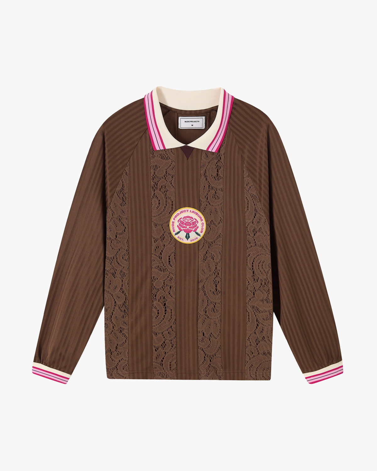 Lace Football Polo Brown