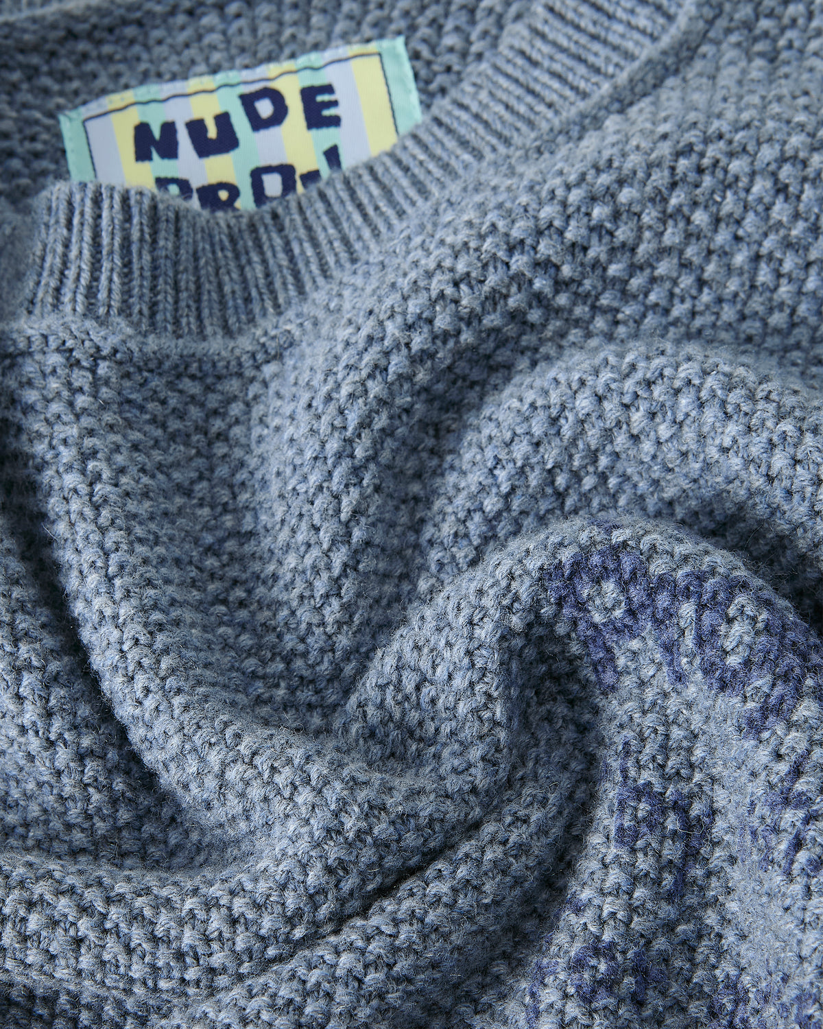 Reversed Seams Knit Sweater Blue