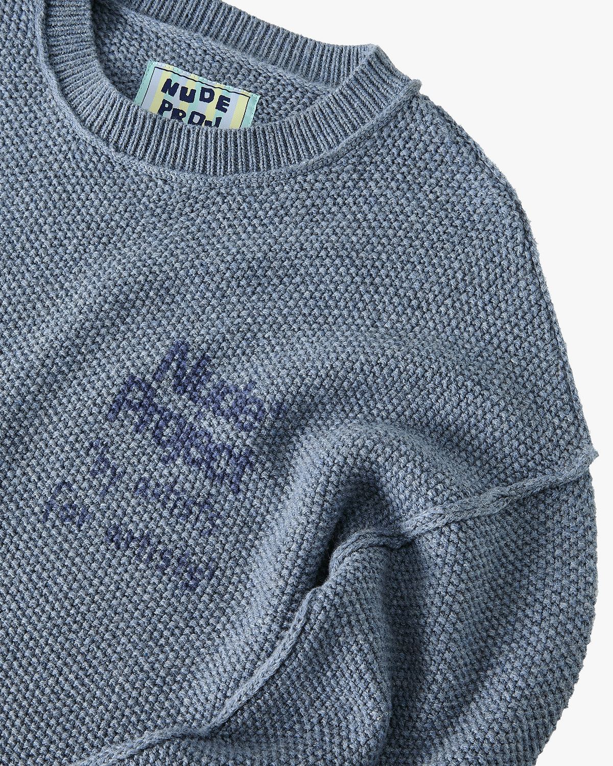 Reversed Seams Knit Sweater Blue